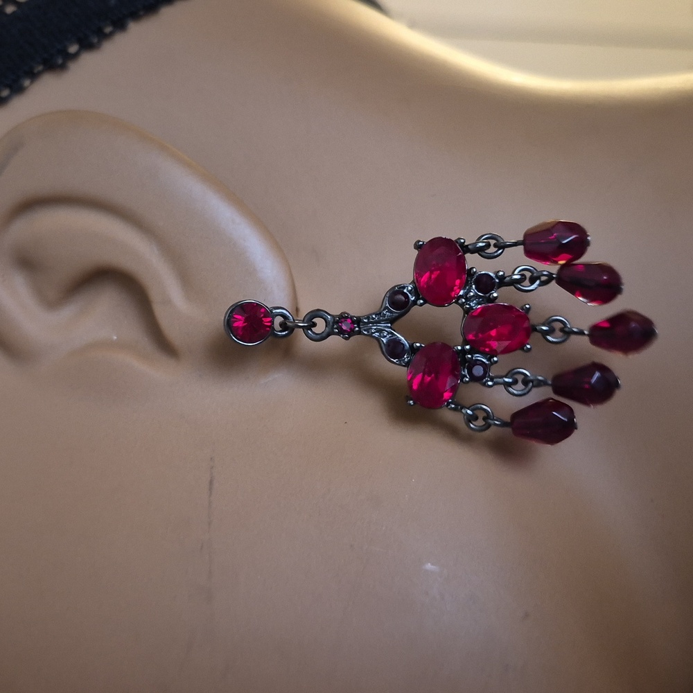 Ruby Red Chandelier Drop Dangle Earrings